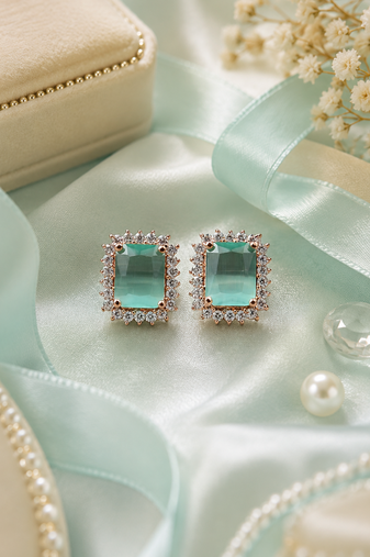 Rose Gold Finish Mint Aura Halo Studs