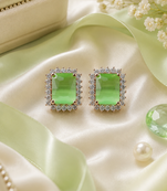 Rose gold finish parrot green luxe earrings