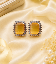 Rose gold finish golden sunshine halo studs