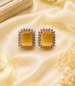 Rose gold finish golden sunshine halo studs