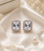 Rose gold finish moonlight halo studs