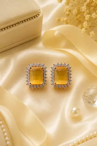 Rose gold finish golden sunshine halo studs