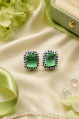 Rhodium finish forest charm studs 1