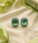 Rhodium finish forest charm studs