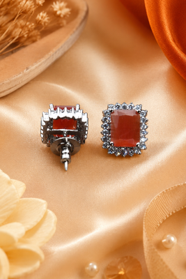 Rhodium finish rustic sunset studs 1