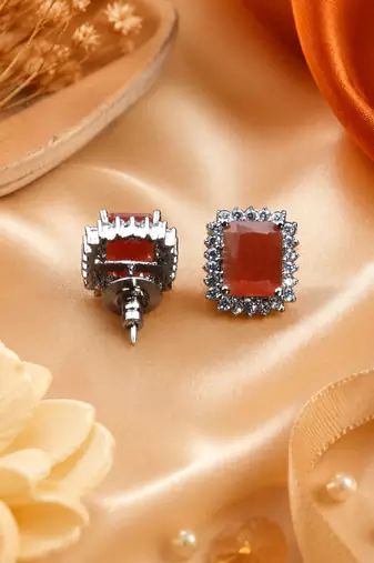 Rhodium finish rustic sunset studs