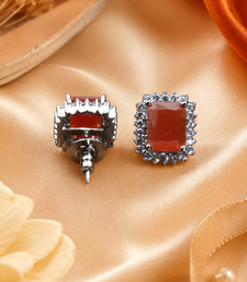 Rhodium finish rustic sunset studs