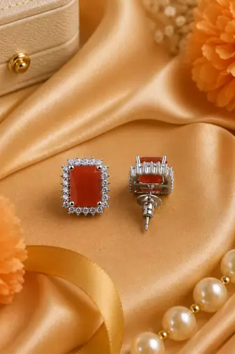Rhodium finish rustic sunset studs