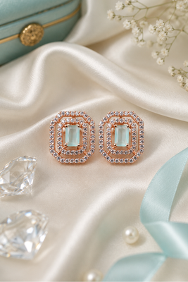 Rose gold finish mint elegance octagon earrings 1