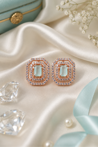 Rose gold finish mint elegance octagon earrings