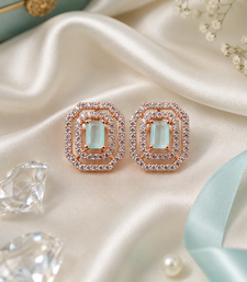 Rose gold finish mint elegance octagon earrings