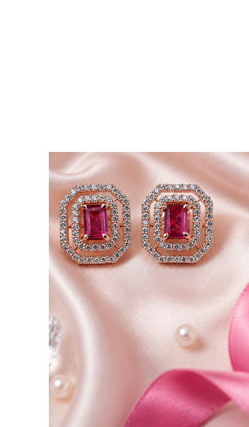 Rose Gold Finish Royal Ruby Octagon Studs 2