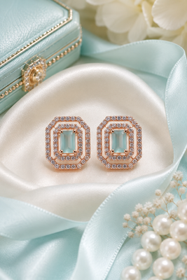 Rose gold finish mint elegance octagon earrings 2