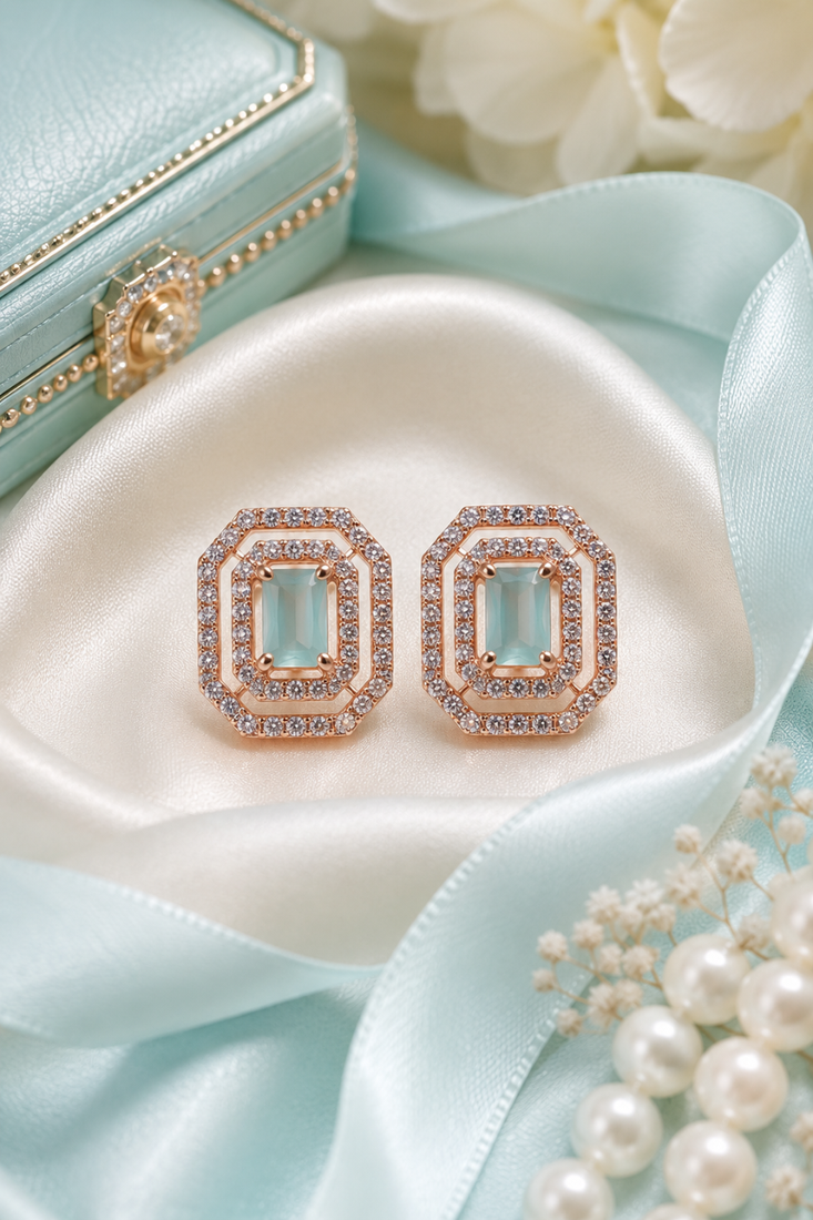 Rose gold finish mint elegance octagon earrings