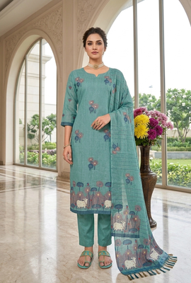 Firozi handwoven jamdani cotton suits 3pis pair 1