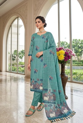 Firozi handwoven jamdani cotton suits 3pis pair 2