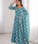 Sky blue printed georgette anarkali kurti