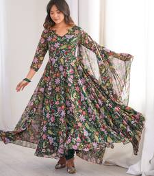 Multicolor printed georgette anarkali kurti