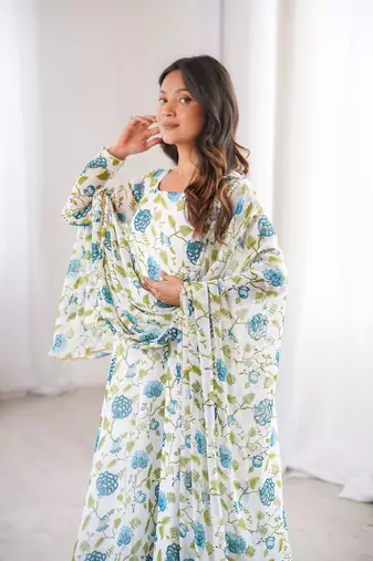 White printed georgette anarkali kurti