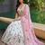 Women's Cream-Pink Organza Zarkan, Multi-Color Thread, Golden Sequin Embroidered Lehenga Choli with Dupatta