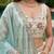 Women's Cream-Blue Organza Zarkan, Multi-Color Thread, Golden Sequin Embroidered Lehenga Choli with Dupatta