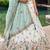 Women's Cream-Blue Organza Zarkan, Multi-Color Thread, Golden Sequin Embroidered Lehenga Choli with Dupatta