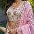 Women's Cream-Pink Organza Zarkan, Multi-Color Thread, Golden Sequin Embroidered Lehenga Choli with Dupatta