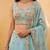 Women's Aqua Blue Organza Zarkan, Multi-Color Thread, Golden Sequin Embroidered Lehenga Choli with Dupatta