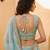 Women's Aqua Blue Organza Zarkan, Multi-Color Thread, Golden Sequin Embroidered Lehenga Choli with Dupatta