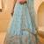 Women's Aqua Blue Organza Zarkan, Multi-Color Thread, Golden Sequin Embroidered Lehenga Choli with Dupatta