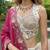 Women's White & Pink Chiffon Beads with Embroidered Lehenga Choli with Dupatta