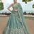 Women's Turquoise Chiffon Beads with Embroidered Lehenga Choli with Dupatta