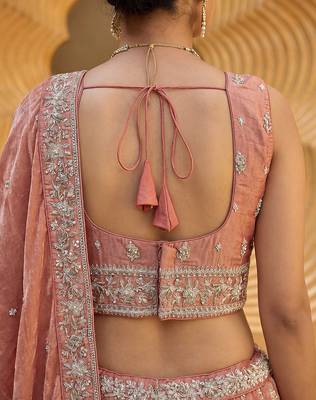 Women's Rust Chiffon Beads with Embroidered Lehenga Choli with Dupatta 3