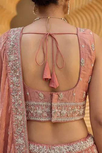 Women's Rust Chiffon Beads with Embroidered Lehenga Choli with Dupatta