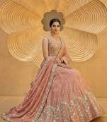Women's Rust Chiffon Beads with Embroidered Lehenga Choli with Dupatta