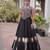 Black Roman Kutchi Gamthi Work Blouse With Gota Work Flared Lehenga