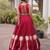 Maroon Roman Kutchi Gamthi Work Blouse With Gota Work Flared Lehenga