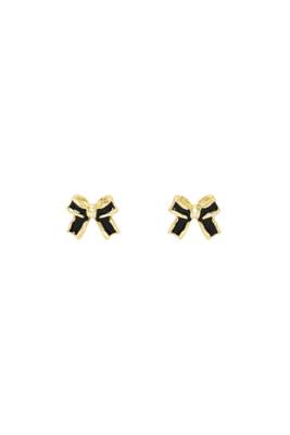 Stylish black & gold bow stud earring 4
