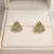 Black triangular stud earrings with crystals, gold plated, geometric design