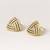 Black triangular stud earrings with crystals, gold plated, geometric design