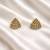 Black triangular stud earrings with crystals, gold plated, geometric design