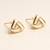 Triangle stud earrings with white enamel, gold tone geometric design, medium size, polished finish