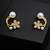 Pearl and crystal flower ear cuff earrings, gold tone, curved design with rhinestone floral accent