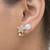 Pearl and crystal flower ear cuff earrings, gold tone, curved design with rhinestone floral accent