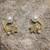 Pearl and crystal flower ear cuff earrings, gold tone, curved design with rhinestone floral accent