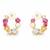 Gold tone floral wreath drop earrings with multicolor crystals, pearl accents polished finish, medium size