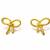 Gold bow stud earrings, twisted rope design, feminine style, post back closure