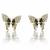 Butterfly stud earrings, gold tone with rhinestones, black enamel wings