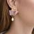 Butterfly earrings with pearl drop, purple and pink enamel, dangle stud style