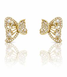 Butterfly stud earrings with pearls and crystals, elegant statement jewelry